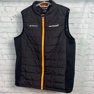 McLaren Renault Mens Team Gilet Quilted Vest Black Orange Medium